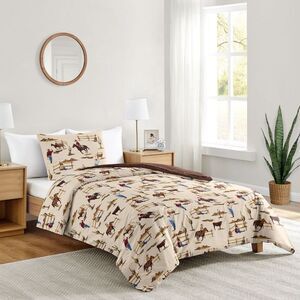 Boy Twin Comforter Bedding Set Wild West Cowboy Multicolor 2pc